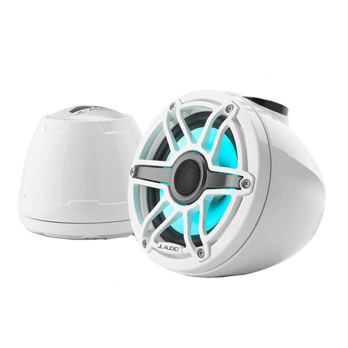 JL Audio M6 VeX&trade; Series 6.5" Enclosed Coaxial Speakers w/RGB LED Lighting &amp; White Sports Grilles - M6-650VEX-Gw-S-GwGw-i