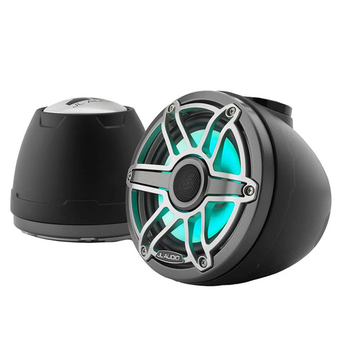 JL Audio M6 VeX&trade; Series 6.5" Enclosed Coaxial Speakers w/RGB LED Lighting &amp; Titanium Sports Grilles - M6-650VEX-Mb-S-GmTi-i