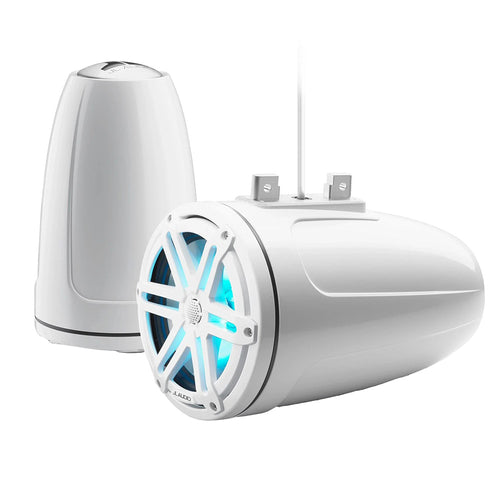JL Audio M3 Series 7.7" Enclosed Tower Coaxial System w/Gloss White Sport Grille &amp; RGB LED Lighting - M3-770ETXv3-Gw-S-Gw-i