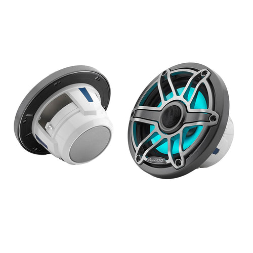 JL Audio M6 Series 6.5" Marine Coaxial Speakers w/Grey Metallic Sport Grille &amp; Transflective&trade; LED Lighting - M6-650X-S-GmTi-i