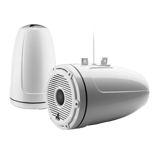 JL Audio M6 Series 8.8" Enclosed Tower Coaxial System w/Gloss White Classic Grille &amp; Black Tweeter Mesh - M6-880ETXv3-Gw-C-GwGw