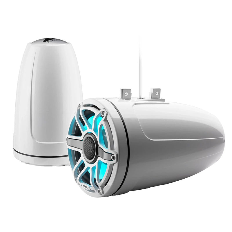 JL Audio M6 Series 8.8" Enclosed Tower Coaxial System w/Gloss White Sport Grille &amp; Transflective&trade; LED Lighting - M6-880ETXv3-Gw-S-GwGw-i