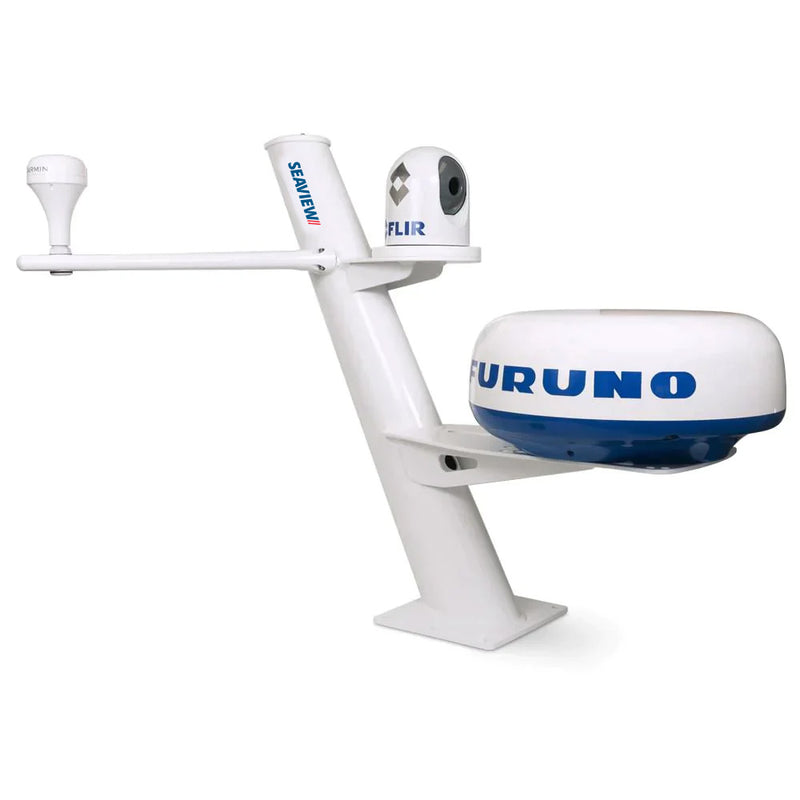 Seaview 30" Tapered Closed Dome Aft Leaning Radar Mount w/Camera/Searchlight Mount, Removable Spreaders &amp; 10x10 Base Plate