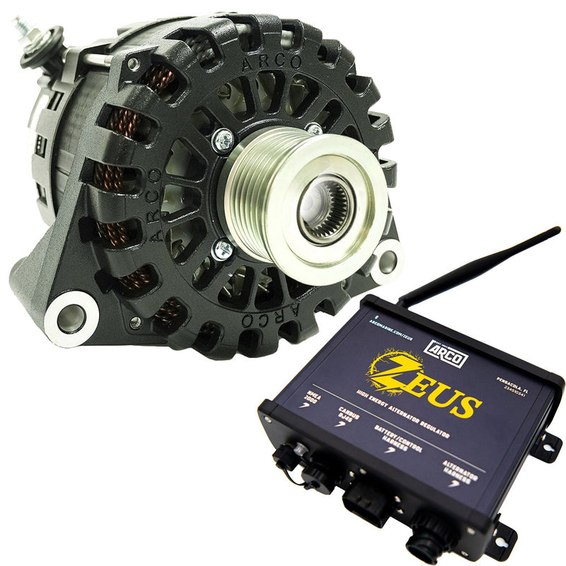 ARCO Zeus A8000-48V 8kW N62 Alternator w/Clutch Pulley &amp; Zeus High-Energy Alternator Regulator