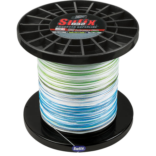 Sufix 832 Advanced Superline&reg; Bulk Metered 3000yds, 130lb, White - Neon Lime - Blue
