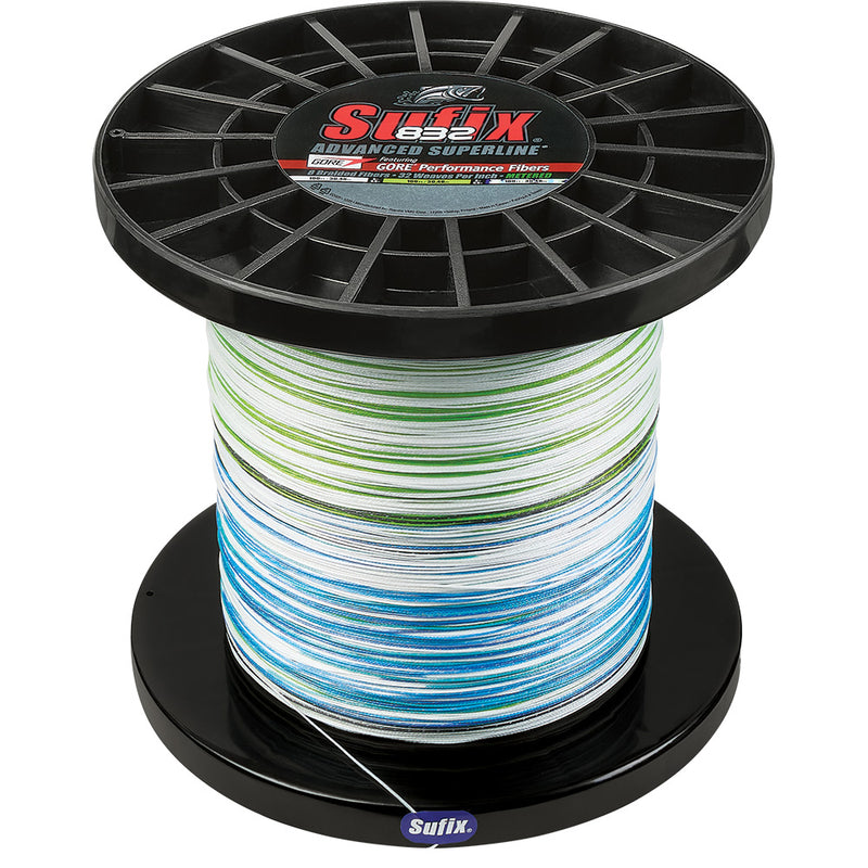 Sufix 832 Advanced Superline&reg; Bulk Metered 3000yds, 130lb, White - Neon Lime - Blue