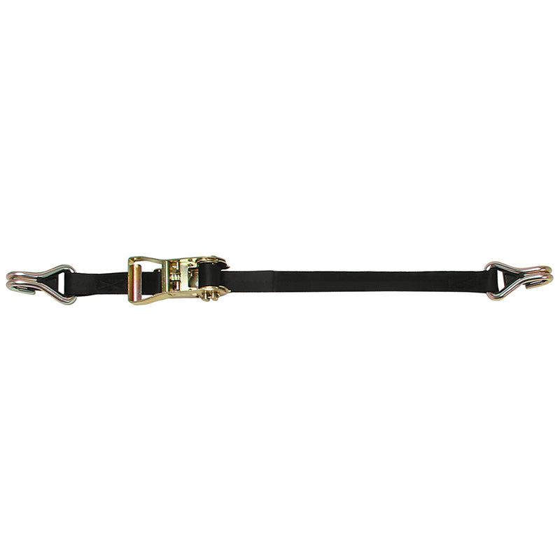 CargoBuckle Ratchet Strap Tie-Down w/Double J-Hooks &amp; Keeper - 1" x 12'