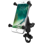 RAM Mount Handlebar Rail Mount w/Zinc Coated U-Bolt Base &amp; Universal X-Grip&reg; Large Phone/Phablet Cradle