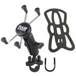 RAM Mount Handlebar Rail Mount w/Zinc Coated U-Bolt Base &amp; Universal X-Grip&reg; Large Phone/Phablet Cradle