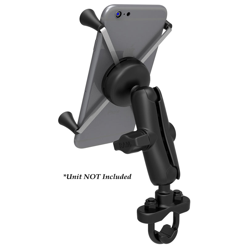 RAM Mount Handlebar Rail Mount w/Zinc Coated U-Bolt Base &amp; Universal X-Grip&reg; Large Phone/Phablet Cradle