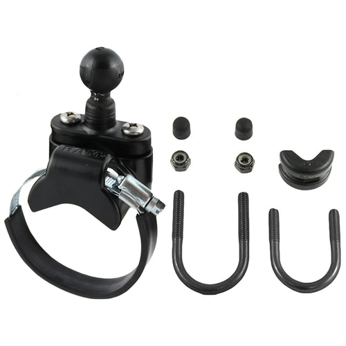 RAM Mount Rail Base w/Zinc Coated U-Bolt, ATV/UTV Strap &amp; 1" Ball for Rails to 3.15" in Diameter