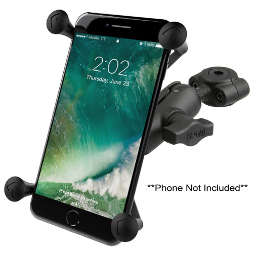 RAM Mount RAM&reg; Torque&trade; 3/8" - 5/8" Diameter Mini Rail Base with 1" Ball, Short Arm and X-Grip&reg; for Larger Phones
