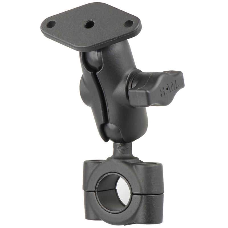 RAM Mount RAM&reg; Torque&trade; 3/4" - 1" Diameter Handlebar/Rail Base with 1" Ball, SHORT Arm and Diamond Plate