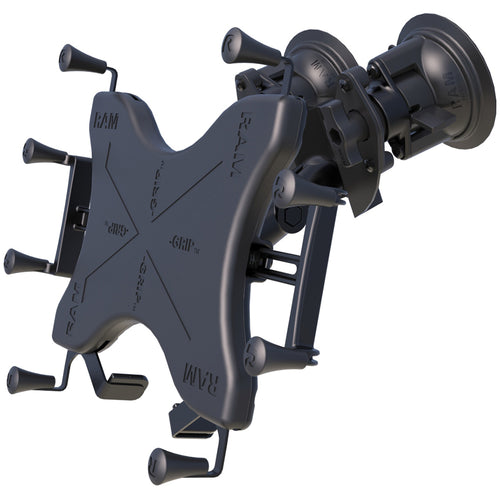 RAM Mount Dual Articulating Suction Cup w/Medium Length Double Socket Arm &amp; Universal X-Grip&reg; Cradle f/12" Large Tablets