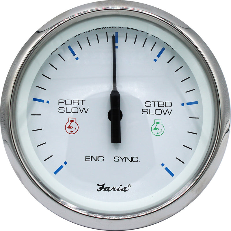 Faria 4" Chesapeake SS White Engine Synchronizer - Dual Gas &amp; Var Ratio Alt Diesel