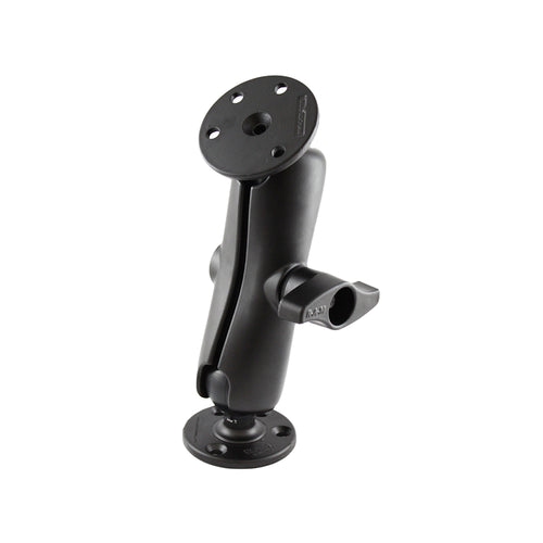 RAM Mount D Size 2.25" Ball Mount w/2 - 3.68" Round Plate &amp; Medium Length Double Socket Arm