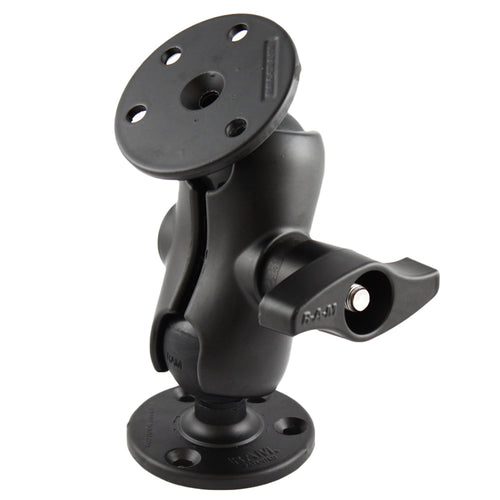 RAM Mount D Size 2.25" Ball Mount w/2 qty 3.68" Round Plates &amp; Short Length Double Socket Arm