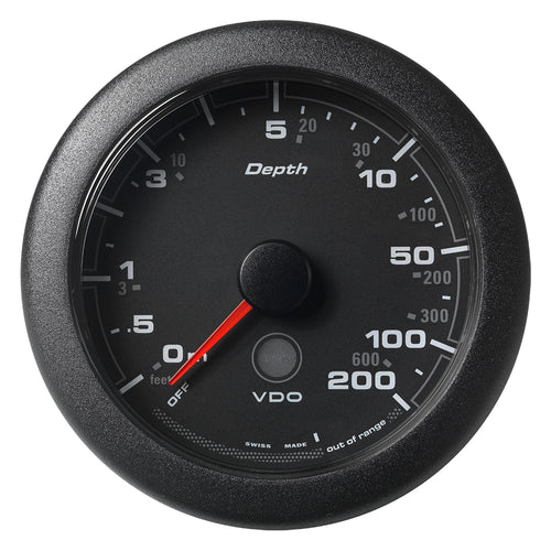 Veratron 3-3/8" (85MM) OceanLink&reg; Depth Gauge (200M/600') - Black Dial &amp; Bezel