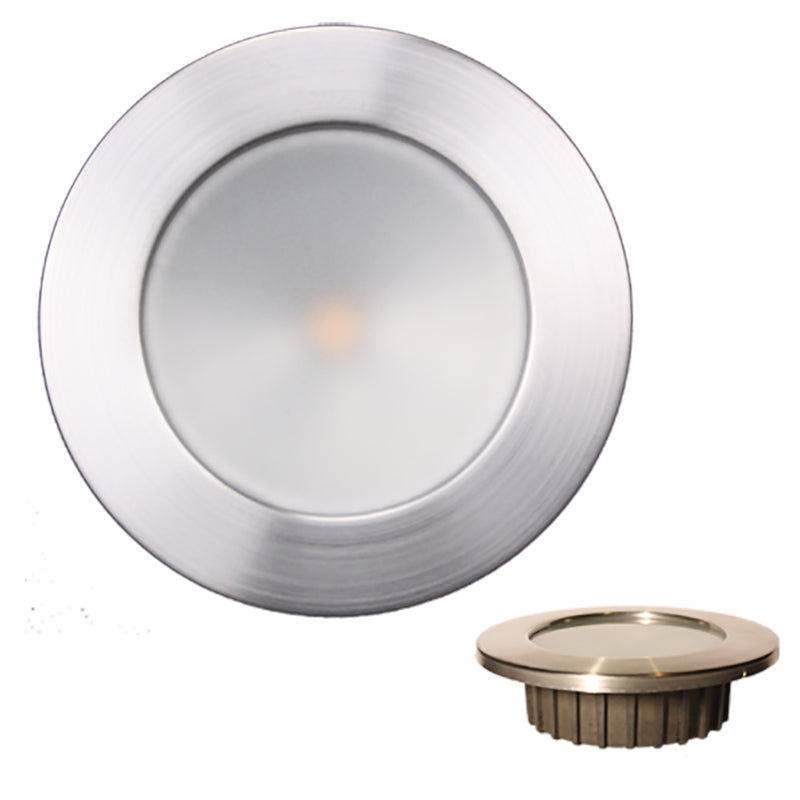 Lunasea &ldquo;ZERO EMI&rdquo; Recessed 3.5&rdquo; LED Light - Warm White, Red w/Brushed Stainless Steel Bezel - 12VDC