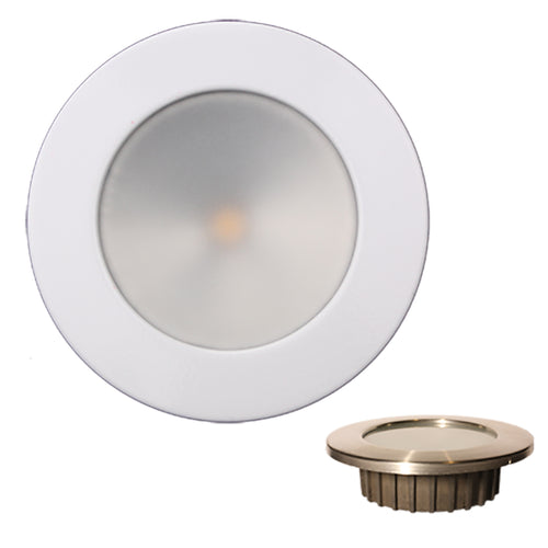 Lunasea &ldquo;ZERO EMI&rdquo; Recessed 3.5&rdquo; LED Light - Warm White, Red w/White Stainless Steel Bezel - 12VDC
