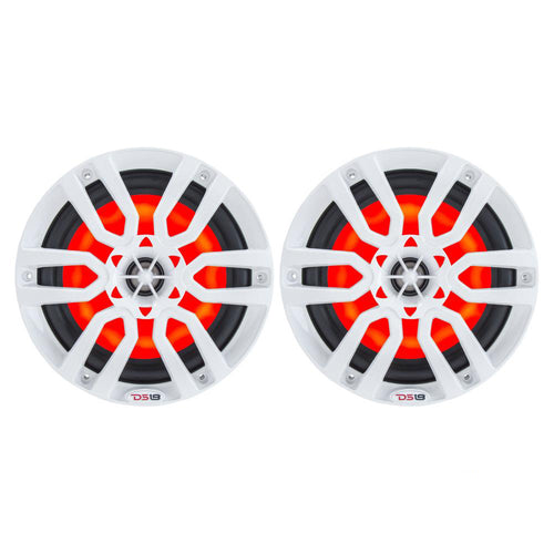 DS18 HYDRO 6.5" 2-Way Marine Speakers w/RGB LED Lights 300W - White