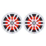 DS18 HYDRO 6.5" 2-Way Marine Speakers w/RGB LED Lights 300W - White