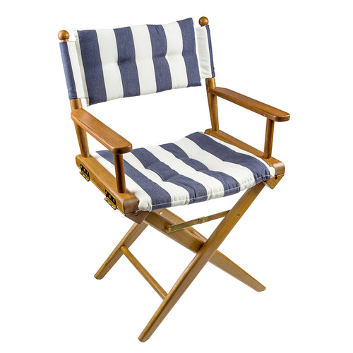 Whitecap Director's Chair w/Navy &amp; White Cushion - Teak