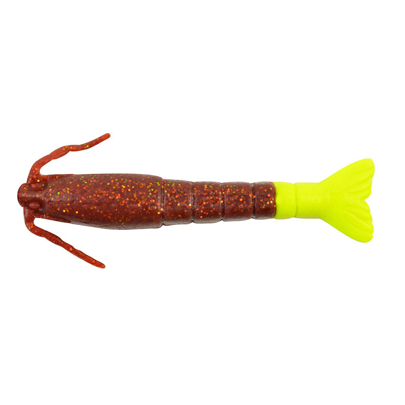 Berkley Gulp!&reg; Saltwater Shrimp - 3" - Root Beer Gold/Chartreuse