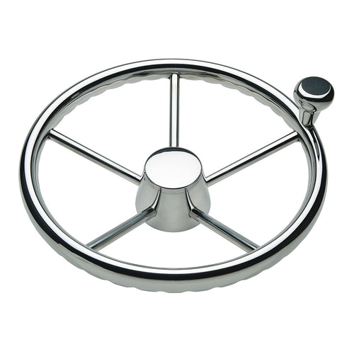 Schmitt Marine 170 Finger Grip Destroyer 5-Spoke 15.5" Stainless Steel Cap 3/4" Tapered Shaft w/Knob